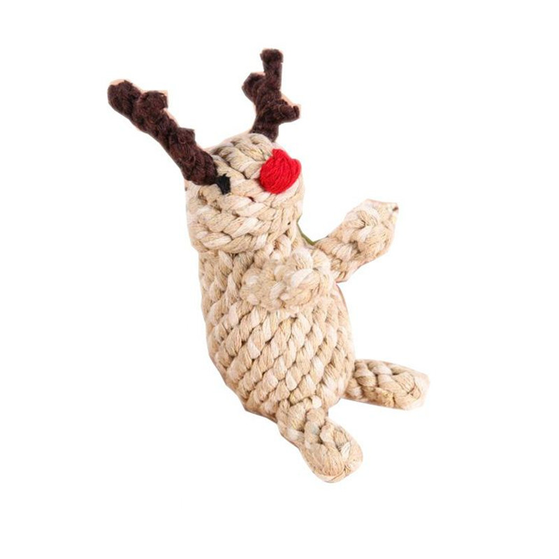 Набор из 4 рождественских игрушек для жевания домашних животных с веревкой (3)