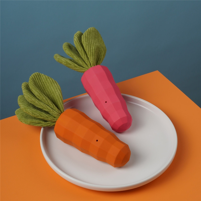 Dili maguba nga Malungtaron nga Natural Rubber Carrot Dog Chew Toy (2)