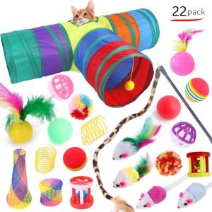 Indoor Interactive Colorful Cat Feather Wand Cat Toys Set (2)