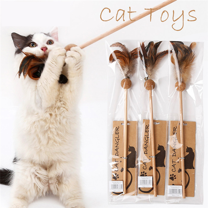 Mainan Kunyah Tongkat Penggoda Bulu Kucing dari Kayu (1)
